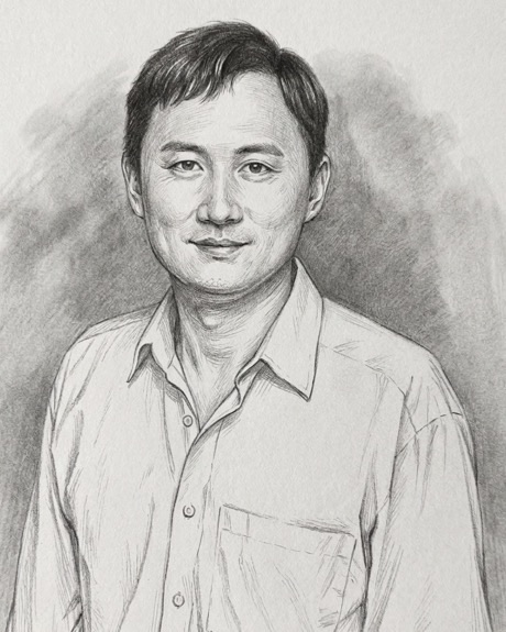 Pencil sketch portrait of Guanyu Gao